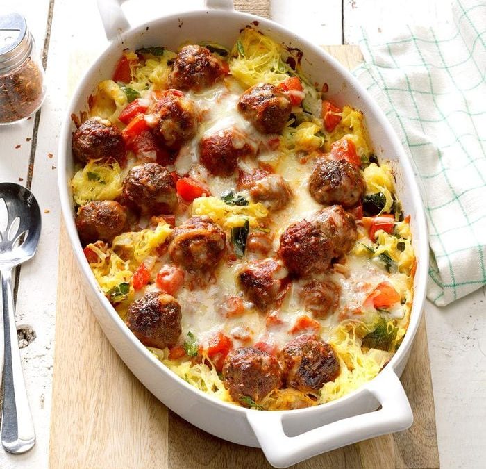 Spaghetti Squash Meatball Casserole